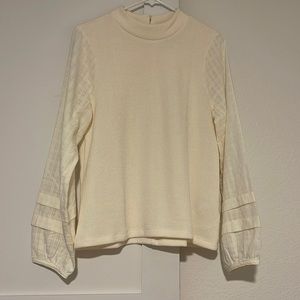 NWOT Madewell Weavemix Mock Neck Bubble Sleeve Top Women’s Medium
